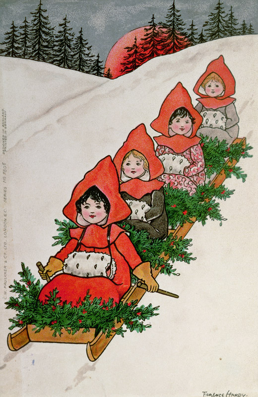 Four Little Girls on a Sledge () a Florence Hardy