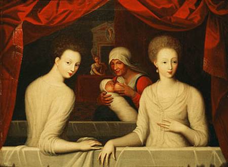 Gabrielle d'Estrees (1573-99) and her sister, the Duchess of Villars a Scuola di Fontainebleau