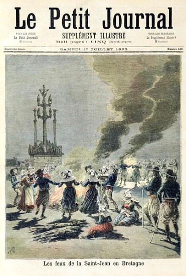 Bonfires lit to celebrate the summer solstice in Brittany, front cover of ''Le Petit Journal'', 1st  a Fortune Louis Meaulle
