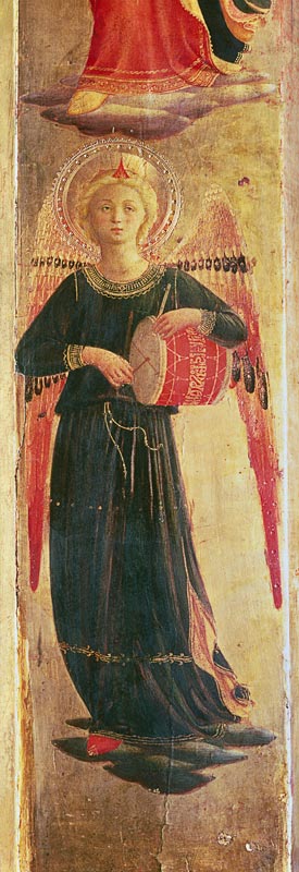 Angel beating a drum from the Linaiuoli Triptych a Fra Beato Angelico