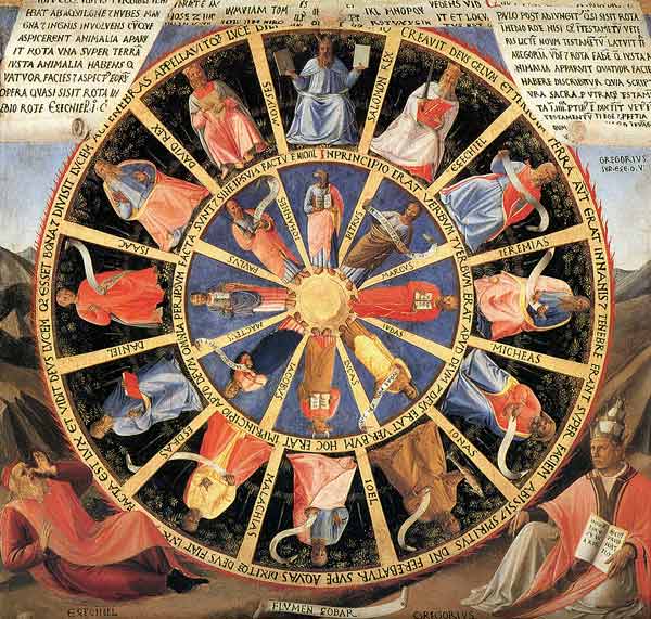 Ezekiel's Vision of the Mystic Wheel (from Armadio degli Argenti) a Fra Beato Angelico