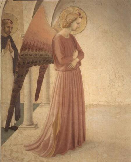 The Annunciation, detail of the Angel Gabriel and St. Peter the Martyr a Fra Beato Angelico