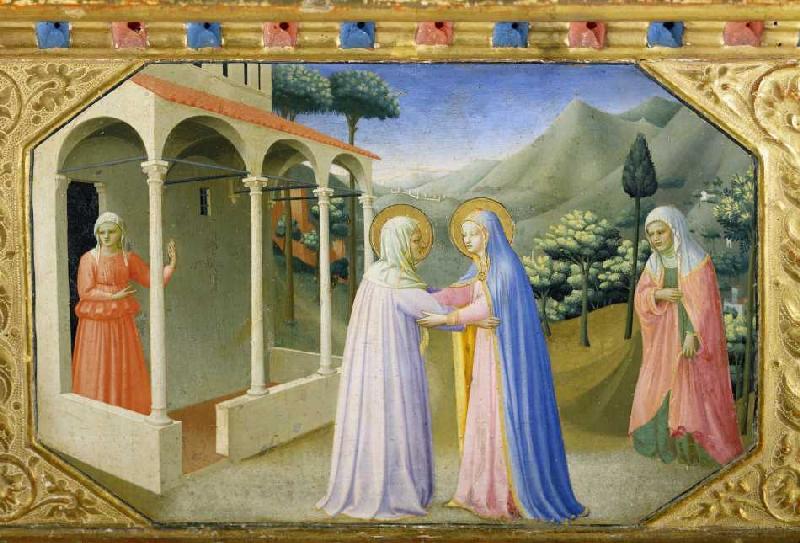 The meeting of Maria and Anna. Predella of the altar proclamation of Mariae a Fra Beato Angelico
