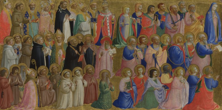 The Virgin Mary with the Apostles and Other Saints (Panel from Fiesole San Domenico Altarpiece) a Fra Beato Angelico