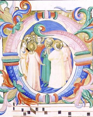 Missal 558 f.41v Historiated initial 'G' depicting the Pentecost a Fra Beato Angelico