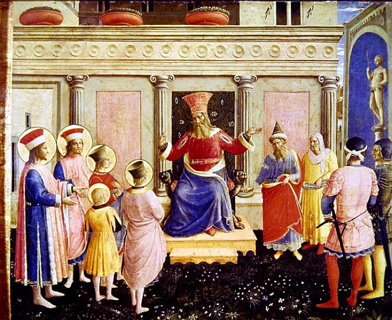 Saints Cosmas and Damian and their brothers before the proconsul Lysias, from the predella of the Sa a Fra Beato Angelico