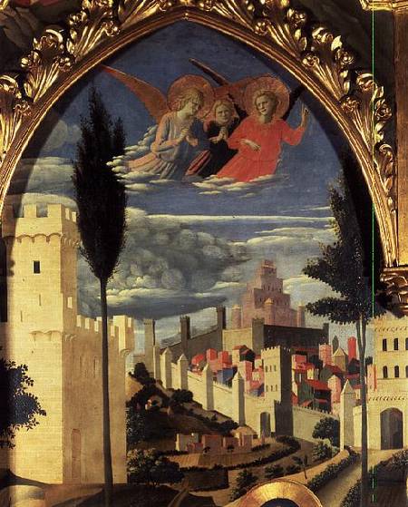 Santa Trinita Altarpiece, detail of the grieving angels a Fra Beato Angelico