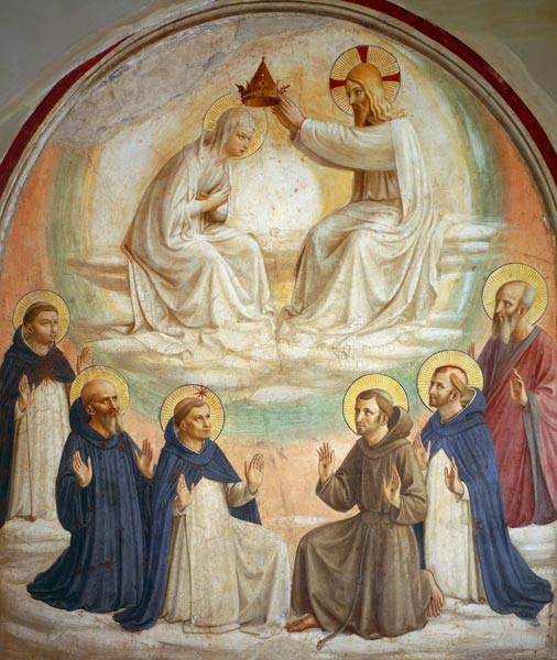 The Coronation of the Virgin, with Saints Thomas, Benedict, Dominic, Francis, Peter the Martyr and P a Fra Beato Angelico