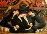 The Last Judgement, detail of Satan devouring the damned in hell a Fra Beato Angelico