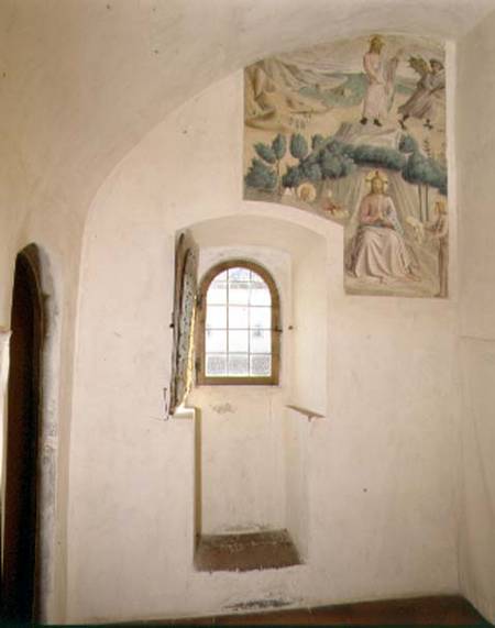 View of a cell designed by Michelozzo di Bartolommeo (1396-1472) decorated with 'The Temptation of C a Fra Beato Angelico