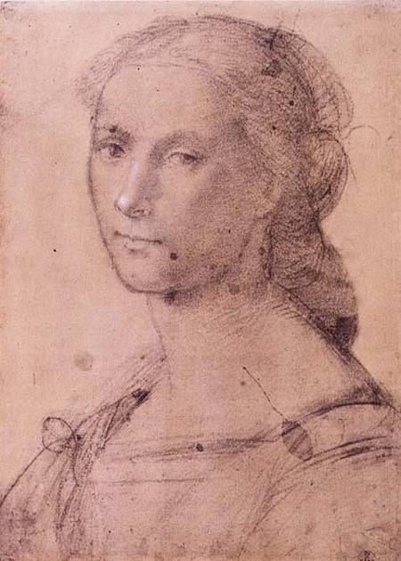 Portrait of a young woman (chalk on paper) a Fra Bartolommeo