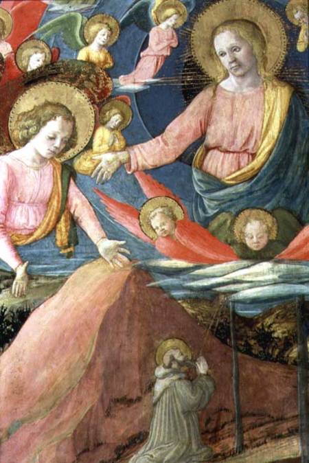 The Death of St. Jerome with Inghirami as a Donor, detail showing The Heavenly Host and angels a Fra Filippo Lippi