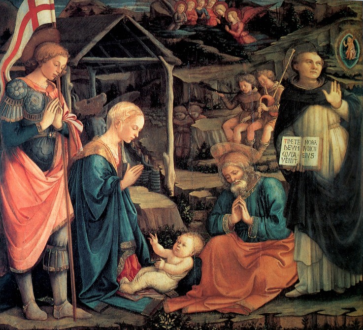 The Adoration of the Christ Child with Saint George and Saint Vincent Ferrer a Fra Filippo Lippi