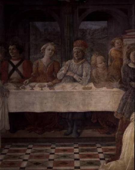 The Feast of Herod: detail of figures at central table (fresco) a Fra Filippo Lippi