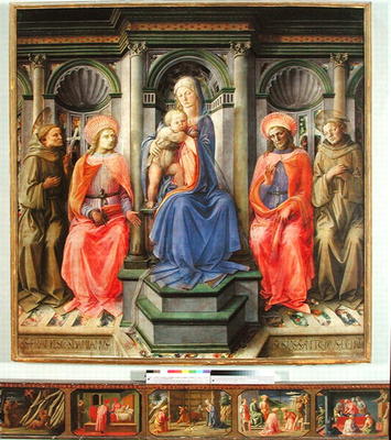 Madonna and Child Enthroned with SS. Francis, Cosmas, Damian and Anthony of Padua, c.1442-45 (temper a Fra Filippo Lippi