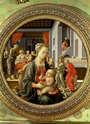 Madonna and Child with Scenes from the Life of the Virgin, 1452 (tempera on panel) a Fra Filippo Lippi