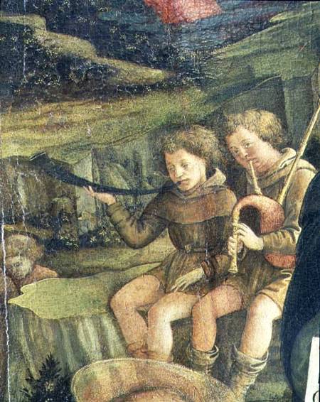 Two Musical Shepherds, detail from The Nativity a Fra Filippo Lippi