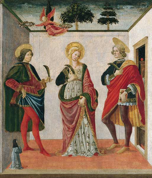 Saint Cecilia between Saint Valerian and Saint Tiburtius with a Donor a Francesco Botticini