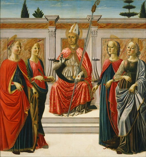 Saint Nicholas and Saints Catherine, Lucy, Margaret and Apollonia a Francesco Botticini
