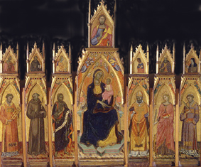 Madonna mit dem Kind, Christus und sechs Heiligen. a Francesco D´Antonio de Ancona