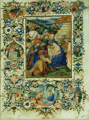 The Adoration of the Magi surrounded by medallions depicting episodes from the life of the Virgin an a Francesco d'Antonio del Chierico