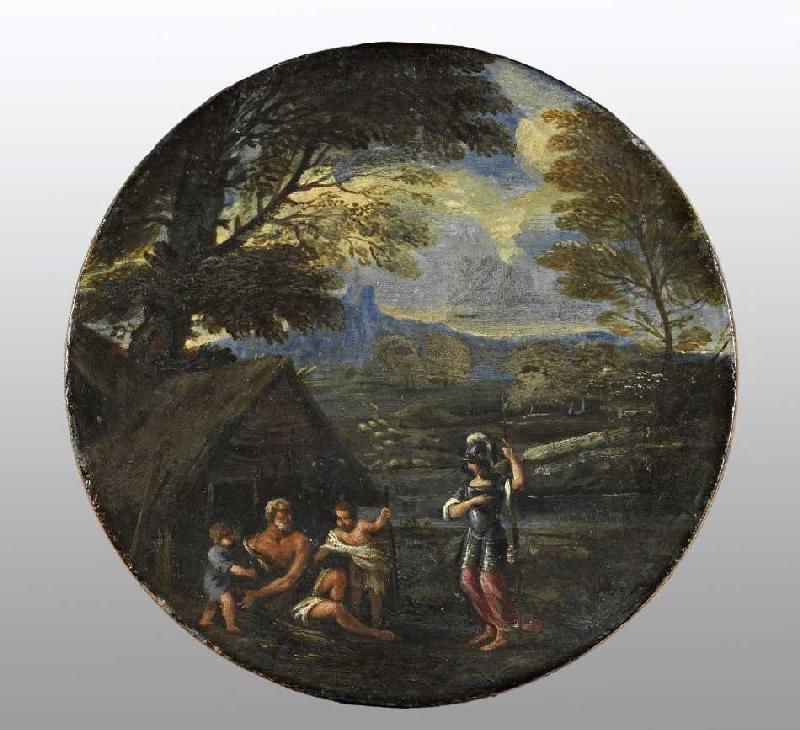 Erminia sucht bei den Hirten Zuflucht. Mitte 17. Jahrhundert a Francesco Giovane