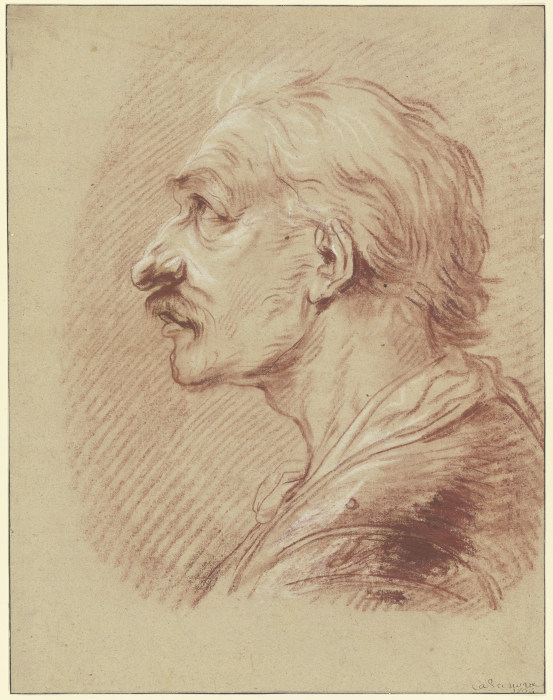 Brustbild eines Mannes mit Schnurrbart im Profil nach links a Francesco Giuseppe Casanova