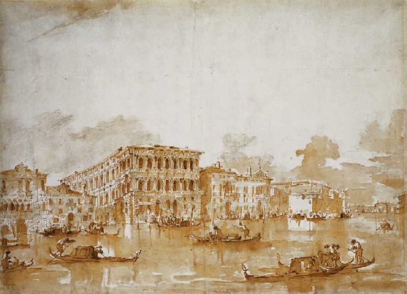 Der Canal Grande mit der Ca' Pesaro. a Francesco Guardi