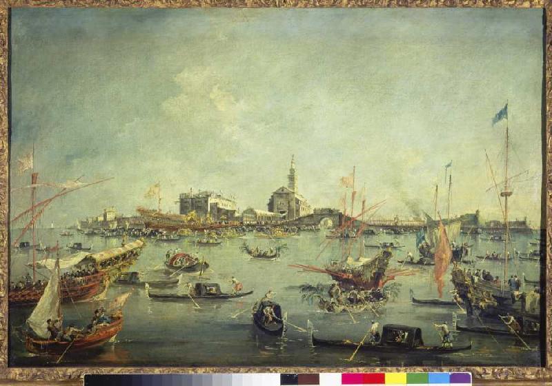 The Doge on the Buccintoro in front of San Niccoló del Lido on Ascension Day a Francesco Guardi