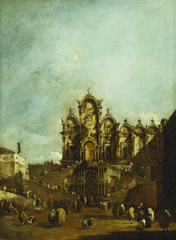 Loggia uaf dem Campo San Zanipolo in Venedig, vor der Scuola di San Marco, für die Segnung von Papst a Francesco Guardi