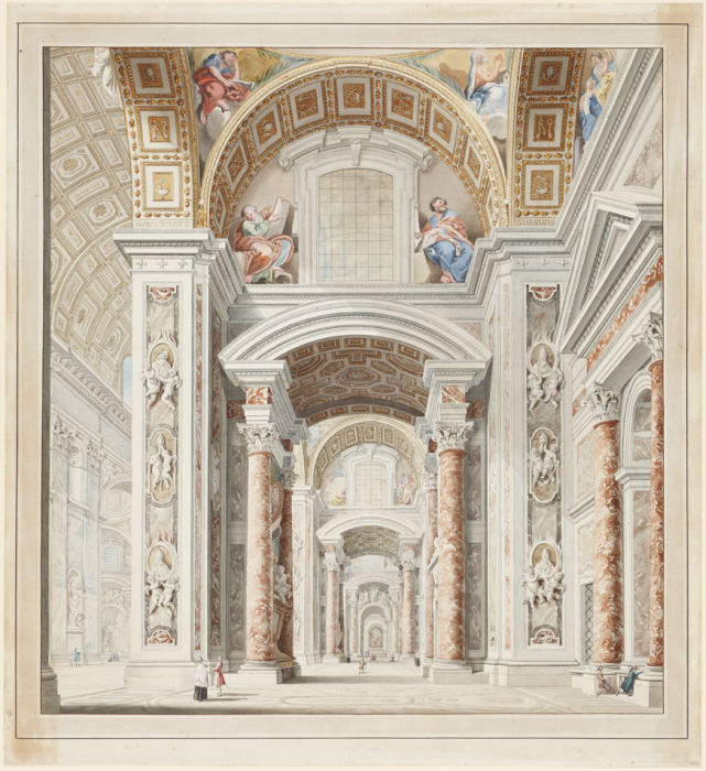 Seitenschiff der St. Peterskirche in Rom a Francesco Pannini