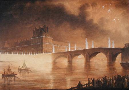 Illumination of the Quay and Pont des Tuileries a Francesco Piranesi