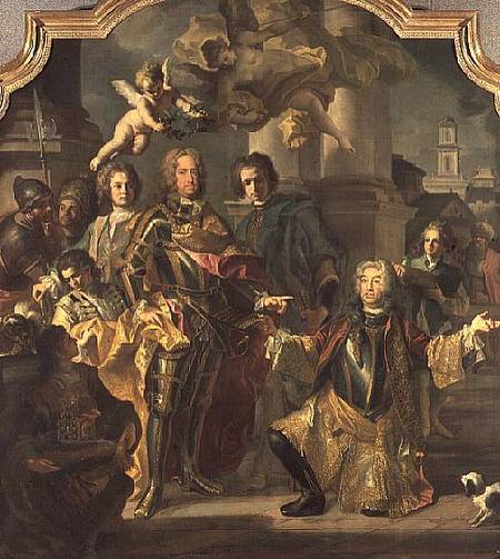 Gundaker Count Althann handing over to the Emperor Charles VI (Charles III of Hungary) (1685-1740) t a Francesco Solimena