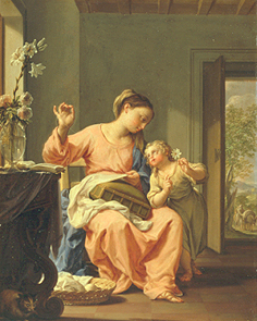 Die handarbeitende Maria mit dem Jesusknaben a Francesco Trevisani