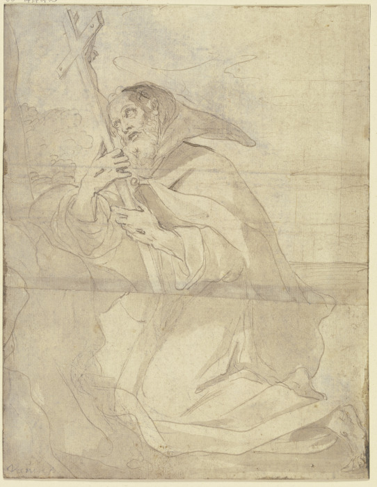 Kniender Heiliger Franziskus, das Kruzifix anbetend a Francesco Vanni