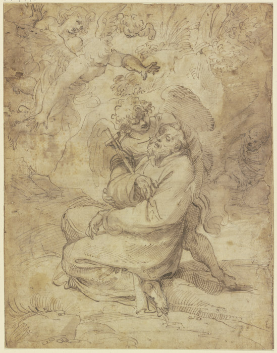Sterbender Heiliger Franziskus, von Engeln getröstet a Francesco Vanni