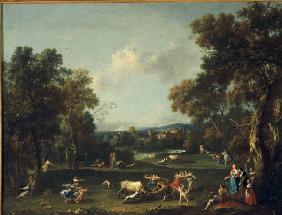 F.Zuccarelli / Landscape w.Bull Catching