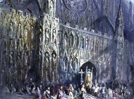 The West Front of Exeter Cathedral, with a Religious Procession in the Foreground a Francis Abel William Taylor Armstrong