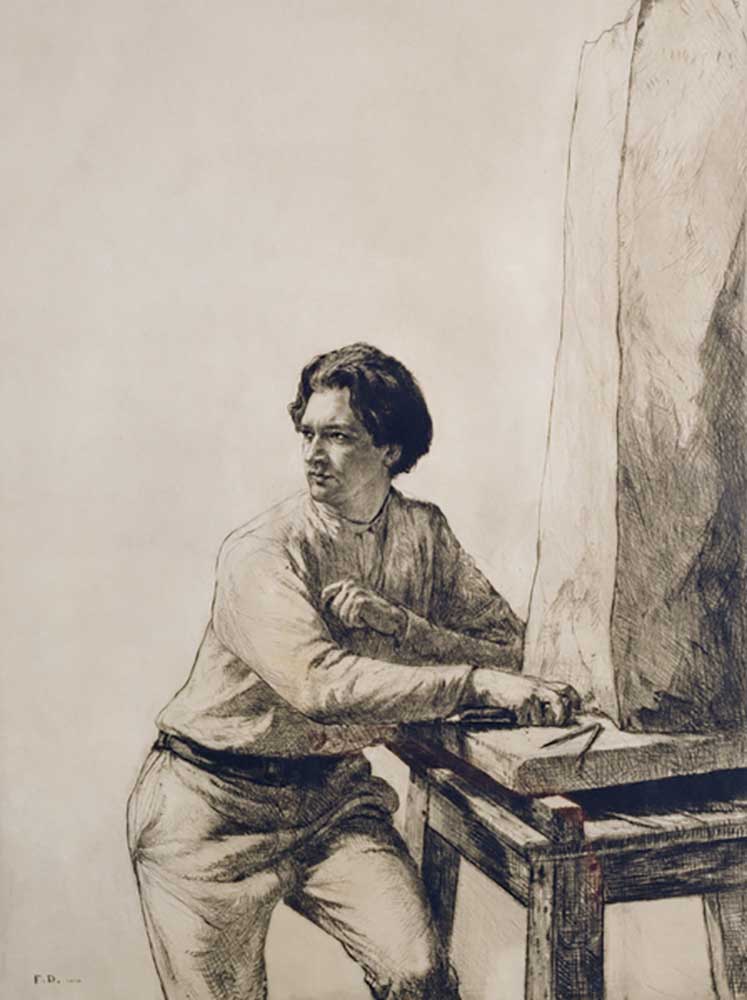 Portrait of Jacob Epstein (1880-1959) 1909 (drypoint etching in dark brown ink) a Francis Dodd