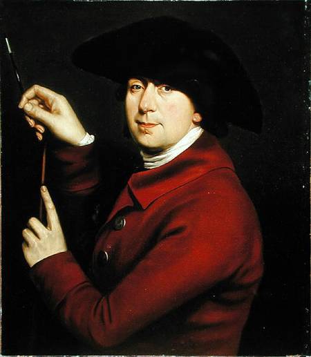 Self Portrait holding a mahlstick and brush a Francis Hayman