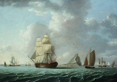 British Man-o'-War off Gibraltar a Francis Holman
