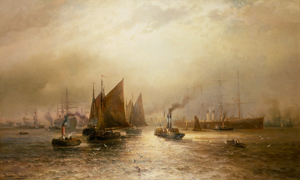 A Busy Morning on the River Mersey a Francis Krause