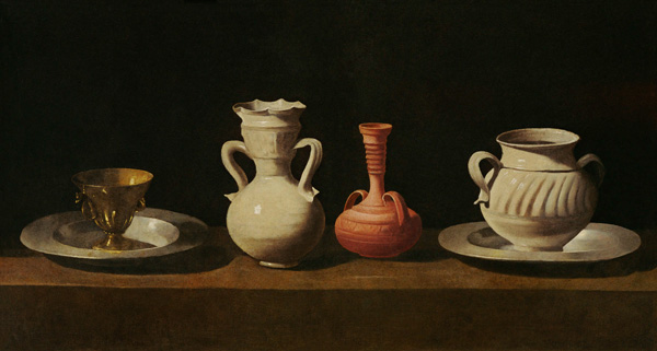 Quiet life with different vases a Francisco de Zurbarán (y Salazar)