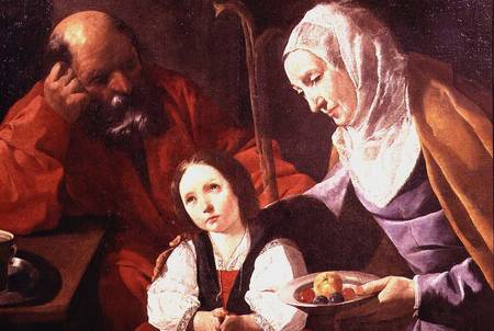 The Holy Family, detail of the Virgin Offering Fruit to the Christ Child a Francisco de Zurbarán (y Salazar)
