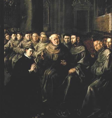 Welcoming St. Bonaventure (1221-74) into the Franciscan Order a Francisco Herrera