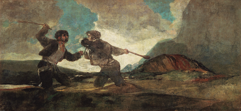 Duel with Clubs (black pictures for the Quinta del Sordo) a Francisco Jose de Goya