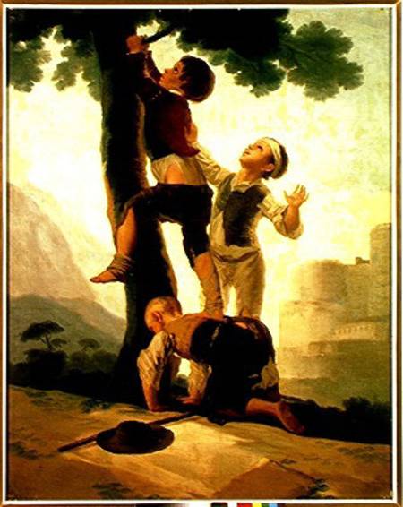 Boys Climbing a Tree, cartoon for a tapestry a Francisco Jose de Goya
