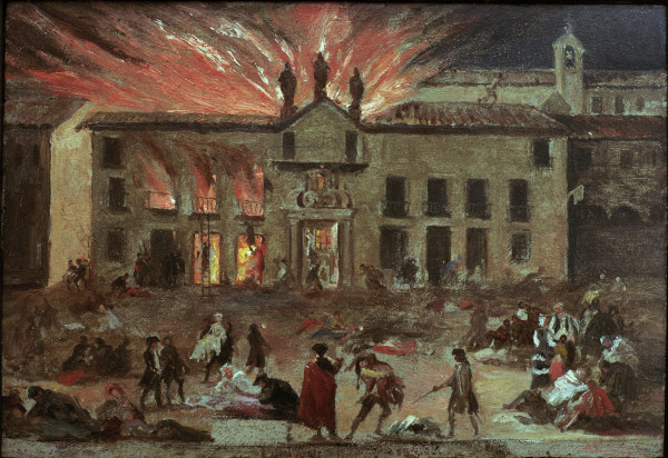 Fire at the Theatre in Saragossa a Francisco Jose de Goya