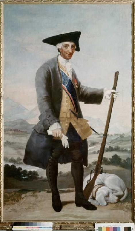 Karl III. of Spain in the hunting outfit. a Francisco Jose de Goya