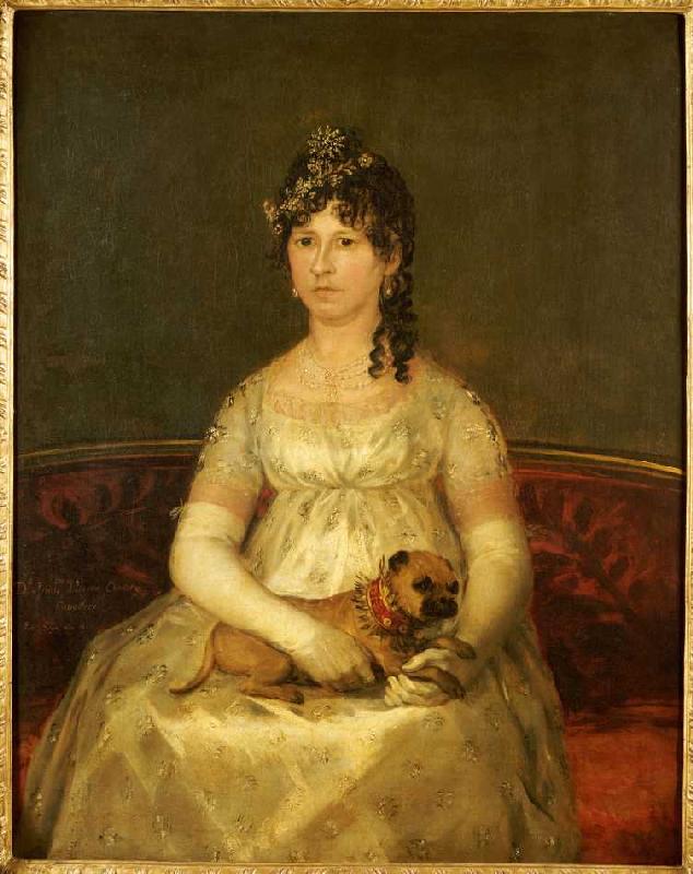Portrait der Dona Francisca Vicenta Chollet y Caballero mit einem Schoßhund a Francisco Jose de Goya